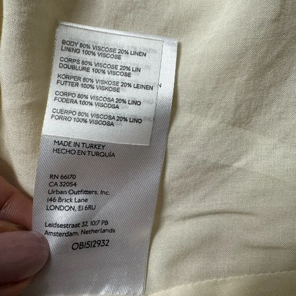 NEW Anthropologie Twist Knot Front Vneck Linen Midi Dress 6 Neutral Minimalist - Picture 8 of 9